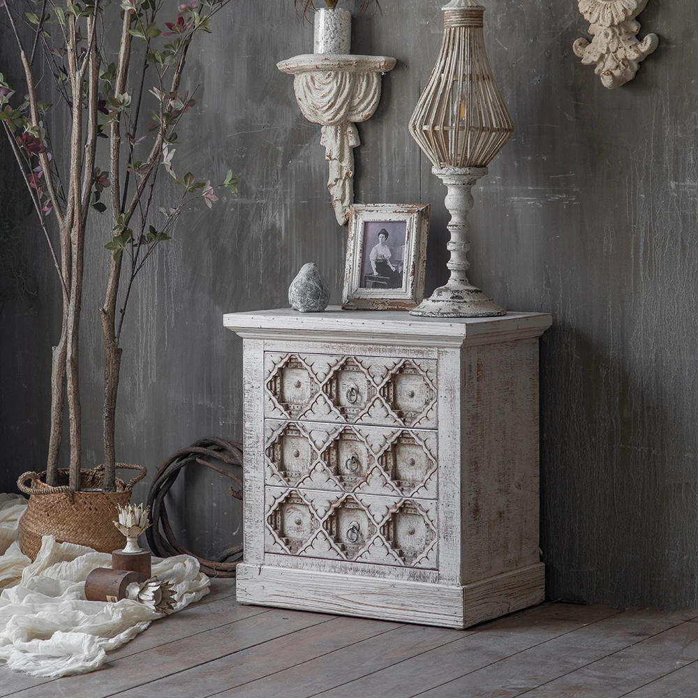 Antique Vintage Reclaimed Wooden Carved Door Side Board Retro Accent Cabinet Storage Chest Of Drawers Living Room Cabinets