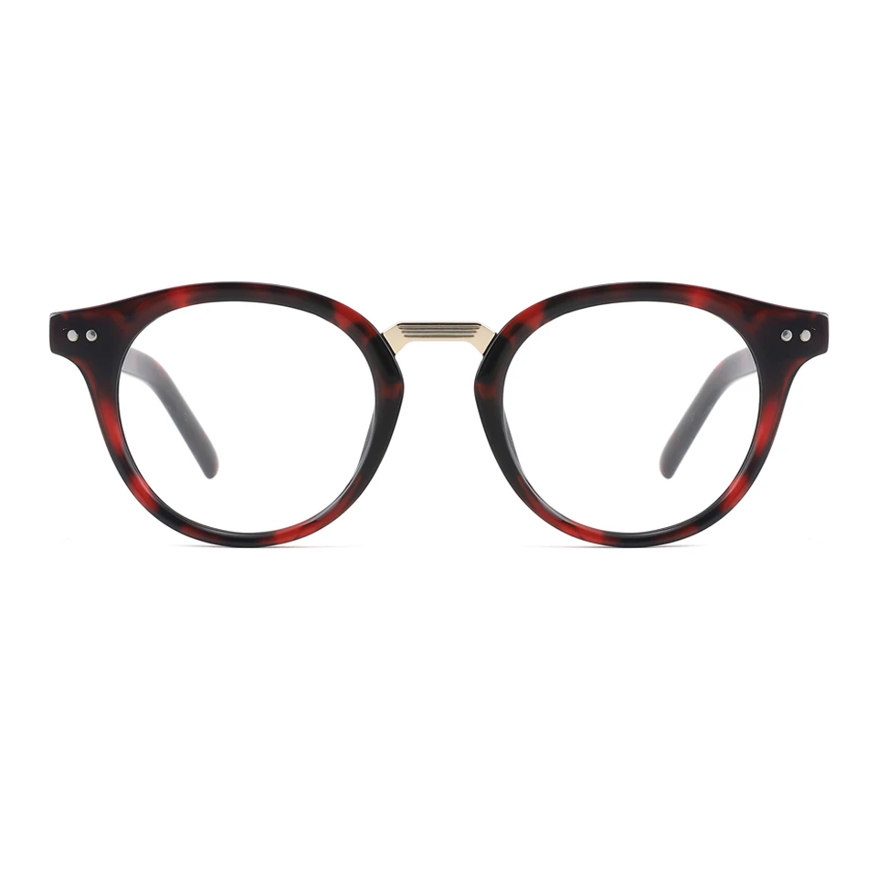 Round Classic Design Acetate Optical Frame With Rivet Alloy Bridge Fashion Eyeglasses Best Price