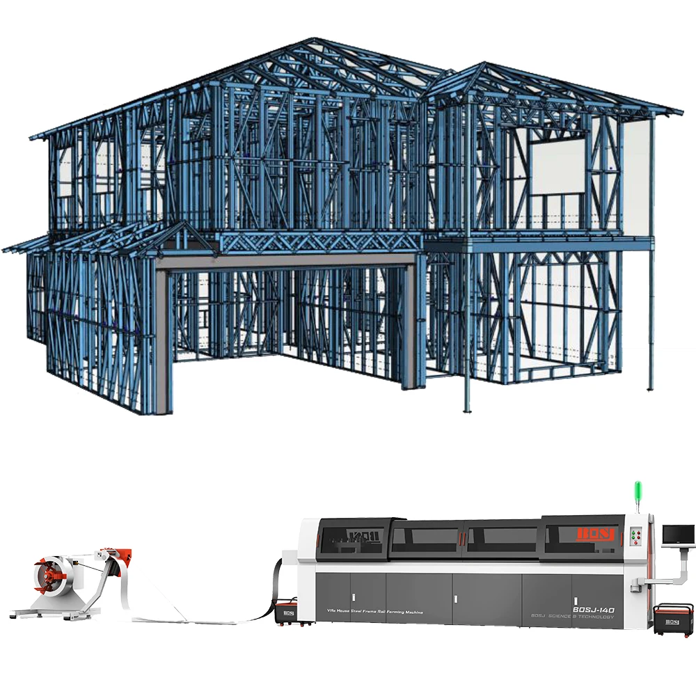 Steel Structure Prefab House  Concrete Wall Light Steel Structure House  Framing machine Built in Chile roll forming machine