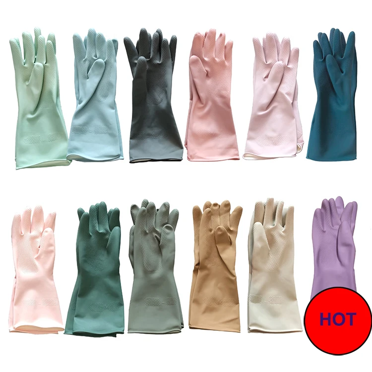 Durable Long Cuff Household Latex Gloves For Kitchen Dishwashing Cleaning Rubber Gloves