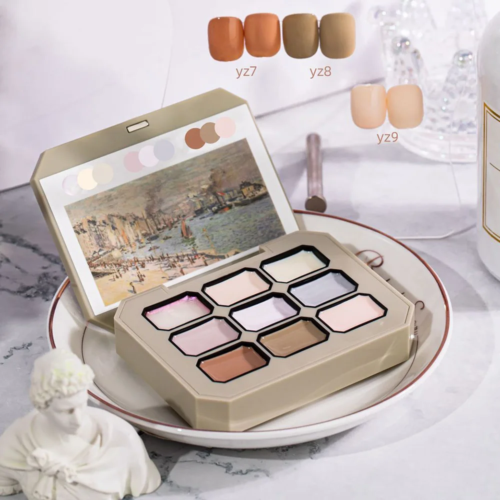 2022 lootaan new design 15ml nine-color solid nail polish Solid Gel  Glue Cream Gel Polish Palette Nail art