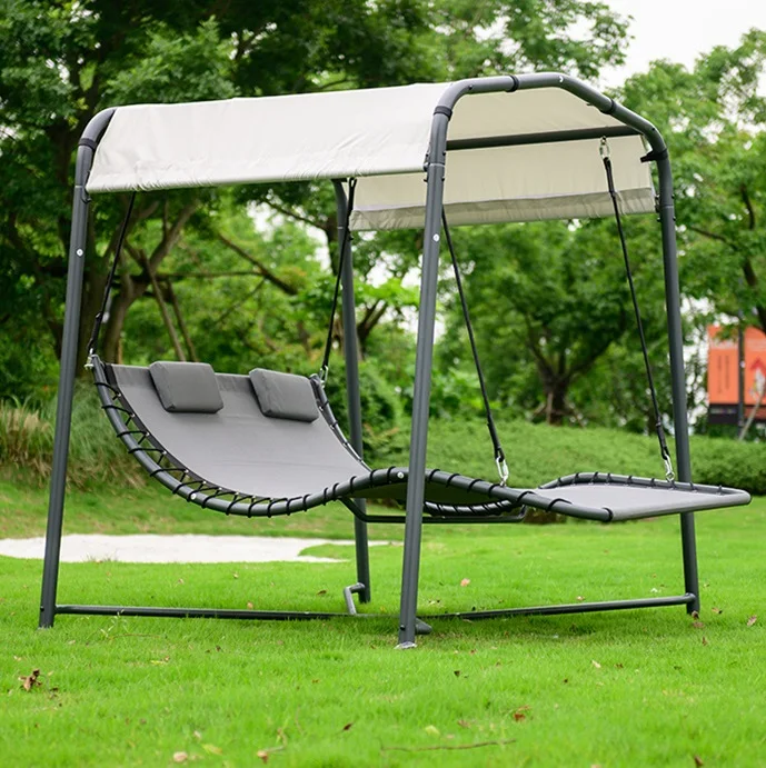 Wholesale High Quality Garden Double Person Hanging Bed Swing Outdoor Steel Frame Comfortable Sitting Swing Bed Hanging
