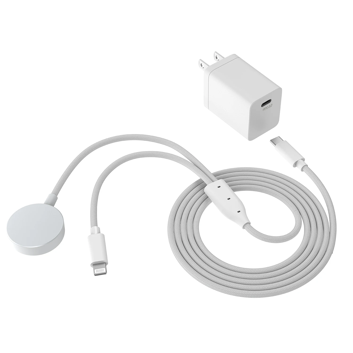 2 In 1 Type-c Fast Charging Smart Watch Wireless Charger For Apple Samsung Galaxy Watch with PD30W USB-C Wall Charger Cable