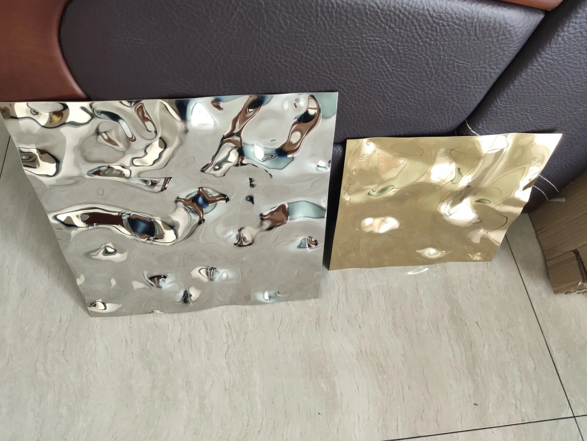 316 0.8mm pvd gold color mirror water ripple stamped stainless steel color sheet for decoration