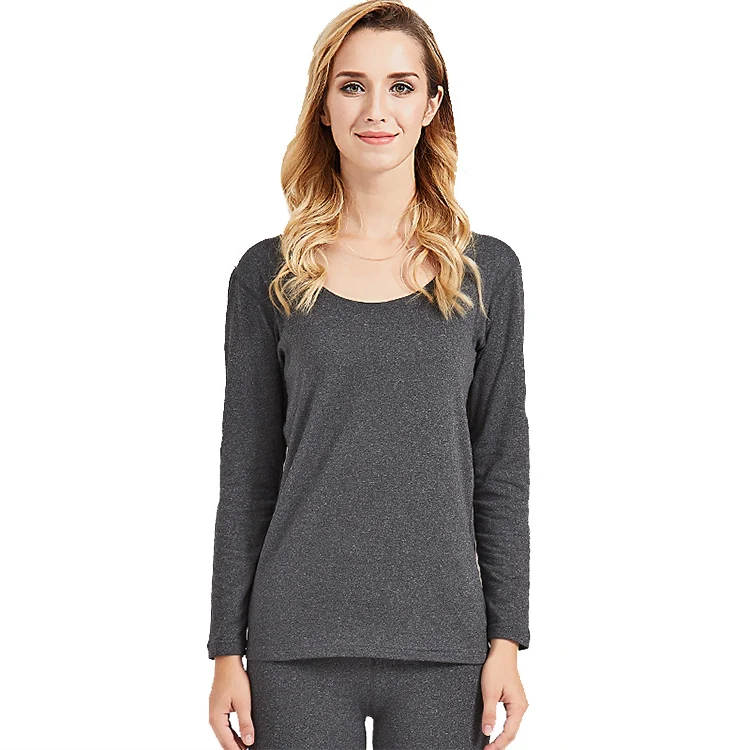 
Custom Womens Long John Set Smooth Knit Round Neck Thermal Underwear with Multi-Colors 