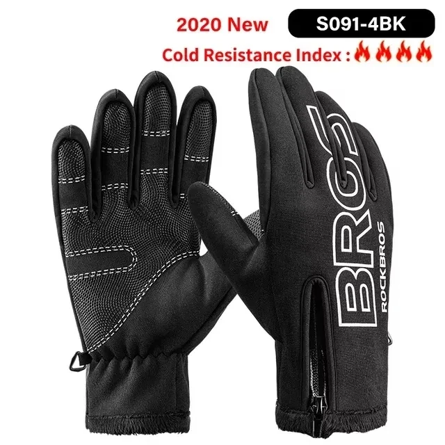 Touch screen Custom Anti Slip Silicone Gel Winter Thermal Warm Fleece Lining Running Bike Cycling Gloves