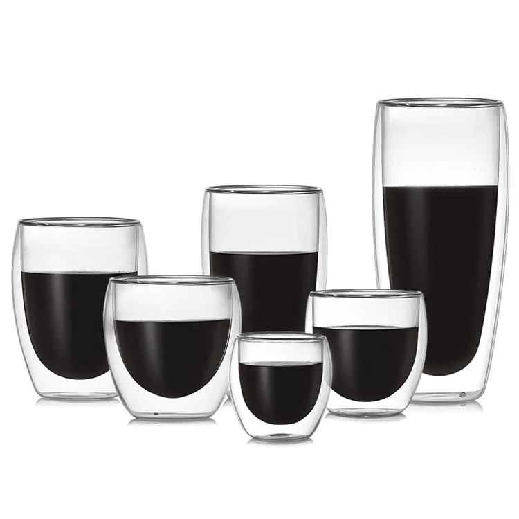 Top Seller Customizable 250 Ml 350Ml Tea Mug Double Walled High Borosilicate Glass Coffee Cup