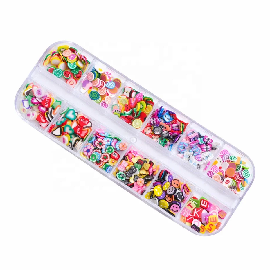 Wholesale  Mixed Fruit Nail Soft Accessories 3D Mix Polymer Clay Nail Fruit Slices
