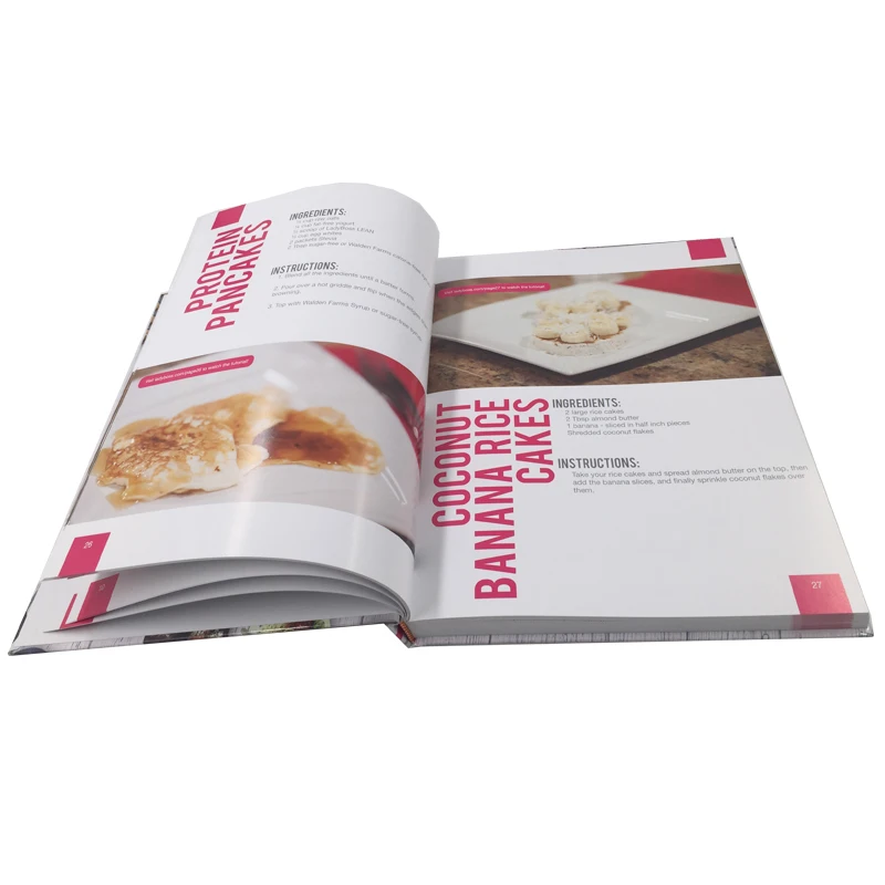 Glossy Hardback Full Color Printing Fitness Daily Diet Journal Cookbook Hard Cover Meal Prep Magazine Recipe Book
