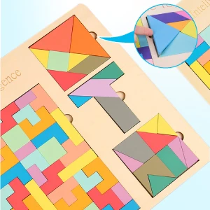 Wooden brain teasers puzzle toy baby Montessori educational gift 3D Russian blocks game puzzle tangram jigsaw intelligence toy