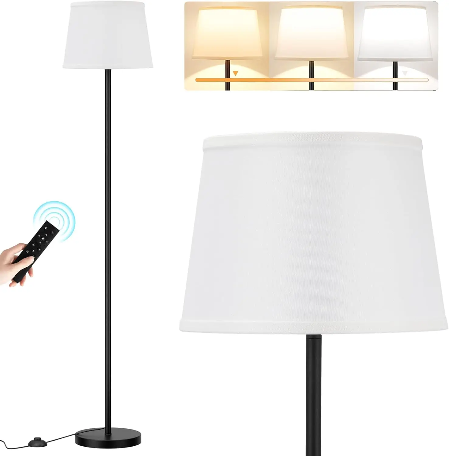Living Room Floor Lamp Modern Remote Control Adjustable Color Temperature Standing Foot Switch Bedroom Office