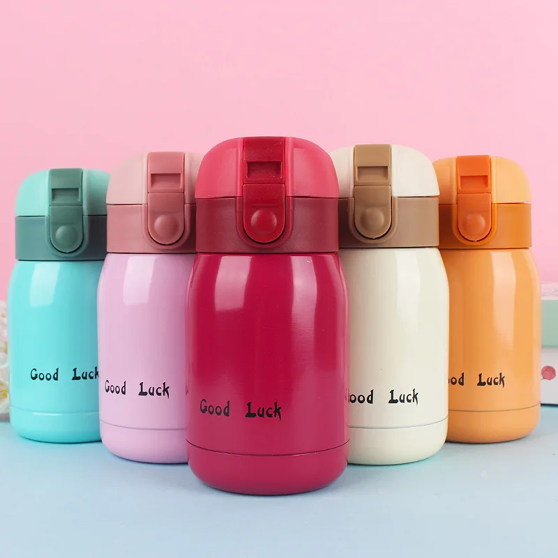 Kids Stainless Steel Straw Thermos Mug Cartoon Leak-proof Vacuum Flask Children Thermal Water Bottle Thermocup