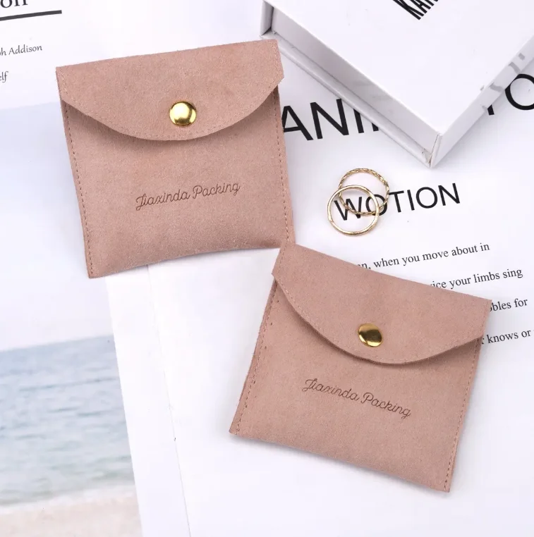 Custom logo Suede Fabric Earring Jewelry Bag Black Lipstick Gift Cosmetic Storage Microfiber Envelope Pouch With Logo