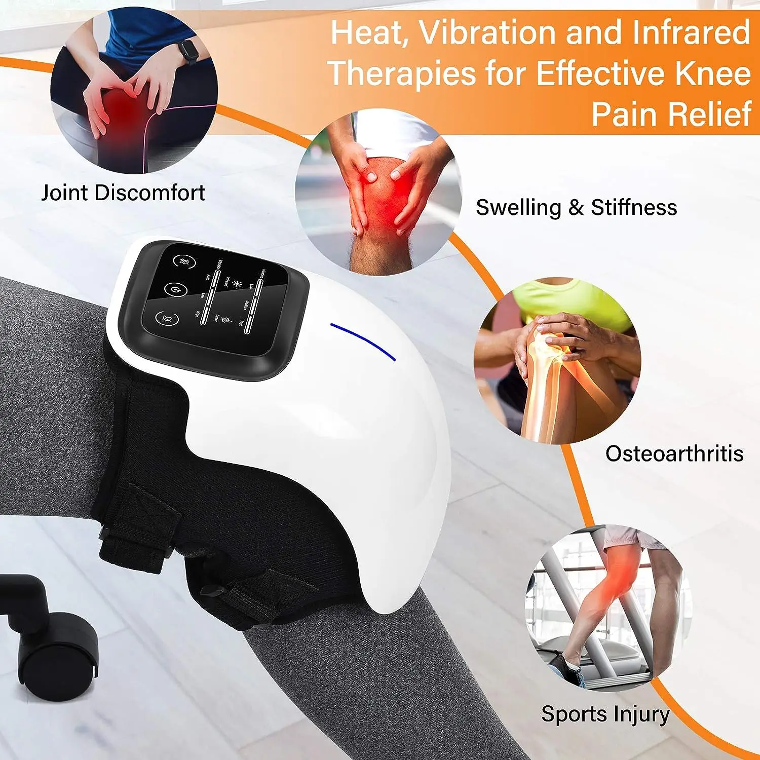 OEM ODM Electric Knee Massager for Arthritis Joint Pain Injury Infrared Heat and Vibration Knee Device for Knee Pain Relief