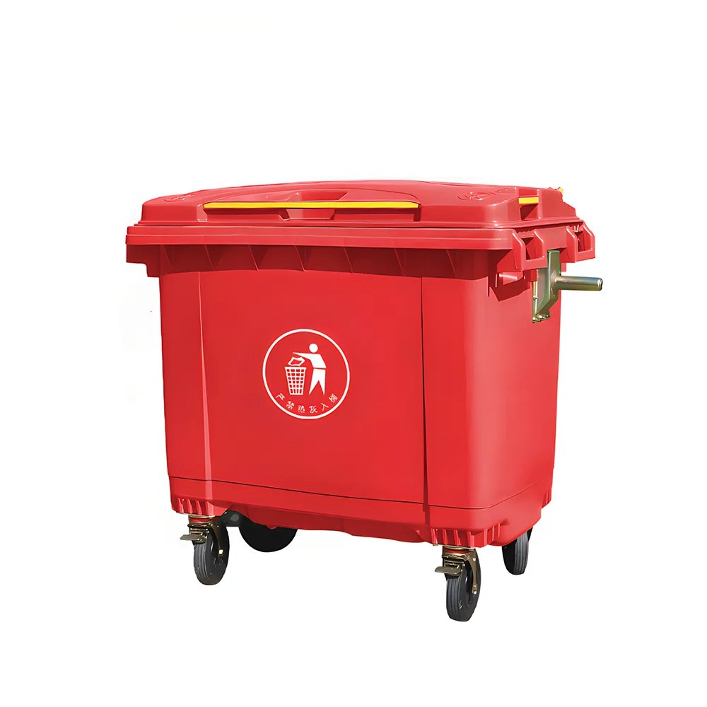 Outdoor 660L high density polyethylene plastic trash bin industrial 4 wheels trash bins 85 GAL plastic storage box bin