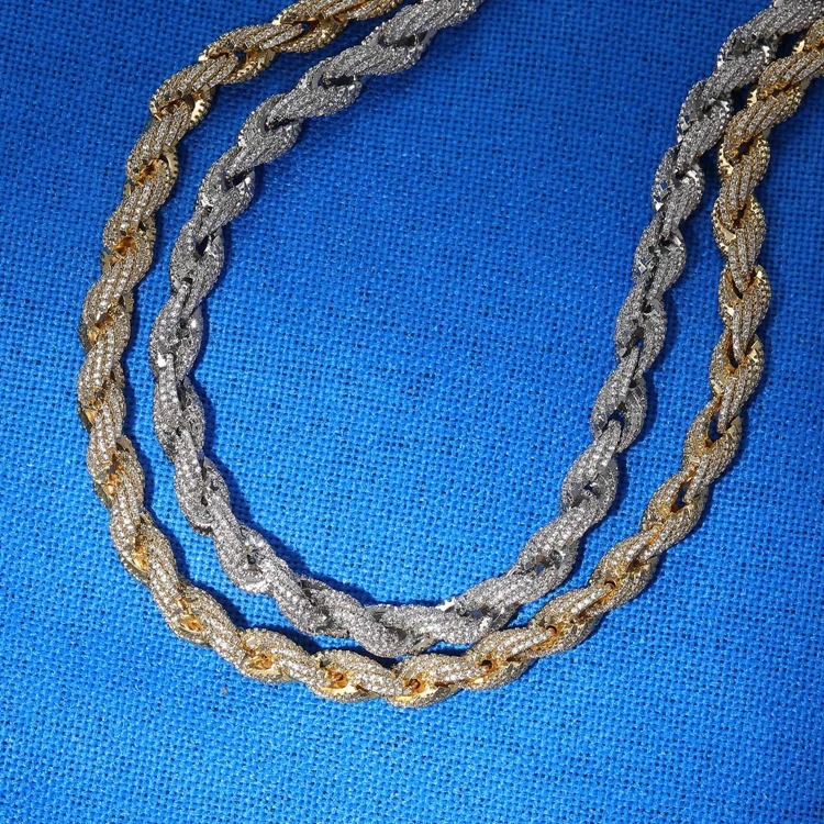 8mm Iced Out Rope Chain Bracelet Set Hip Hop Jewelry Twisted Necklace Rope Snake Figaro Chain Necklace for Man Women