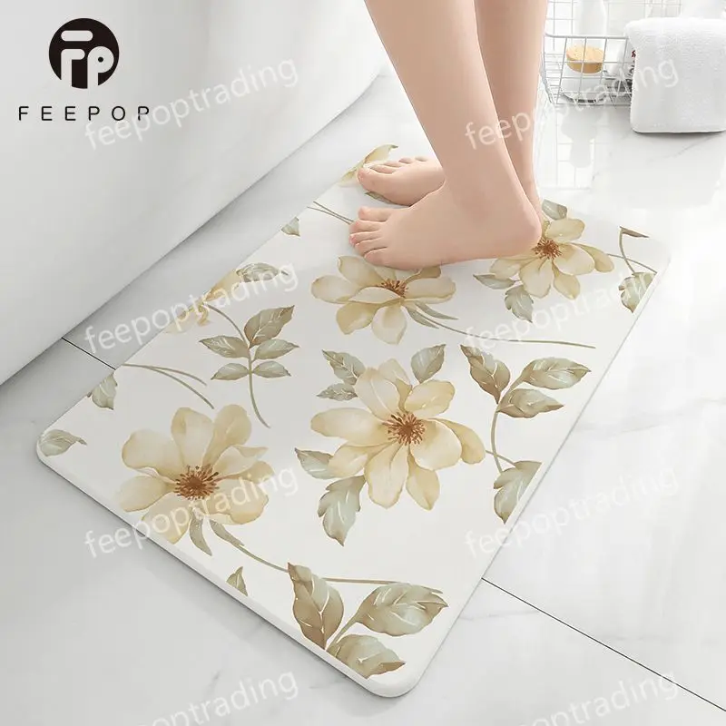 [Feepop] High Quality Diatomacous Bath Mat Eco-friendly Home Accessories Diatomaceous Mat Stone Diatomite Mats for Bathroom