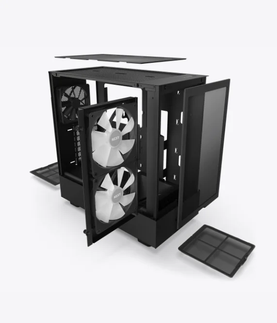 Hot Selling NZXT H5 Flow Black/white with RGB fans inside Middle Tower ATX Case Gaming Computer Case for Gaming PC