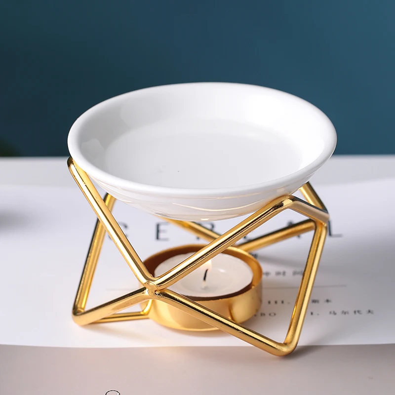 Customized Cube Simple wax melts Aromatherapy lamp Metal Ceramic Incense Burner for home decor