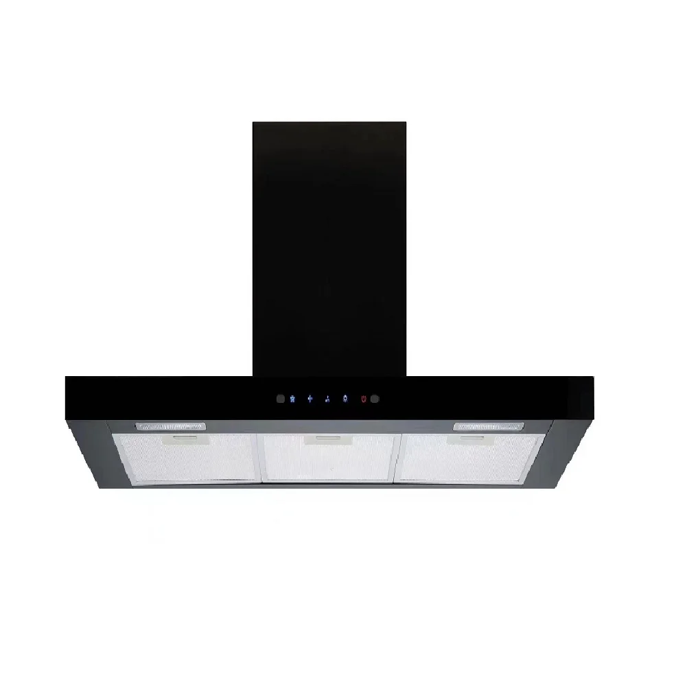 Wall mounted T shape commercial hood 900mm copper motor range hood low price kitchen chimney