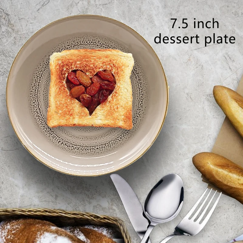 Wholesale luxury hand print dinner wares kitchen 16 pcs ceramic flamed glazed color tableware set