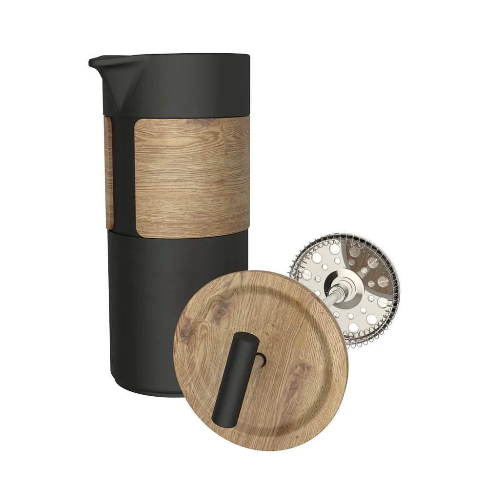 DHPO barista roaster travel French Press Cup Tea Maker Coffee Pot gift set with wooden box