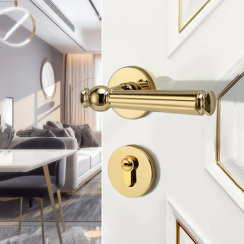 Haty bedroom door lock interiorEuropean gold magnetic lock  mute split wooden door lock for home use