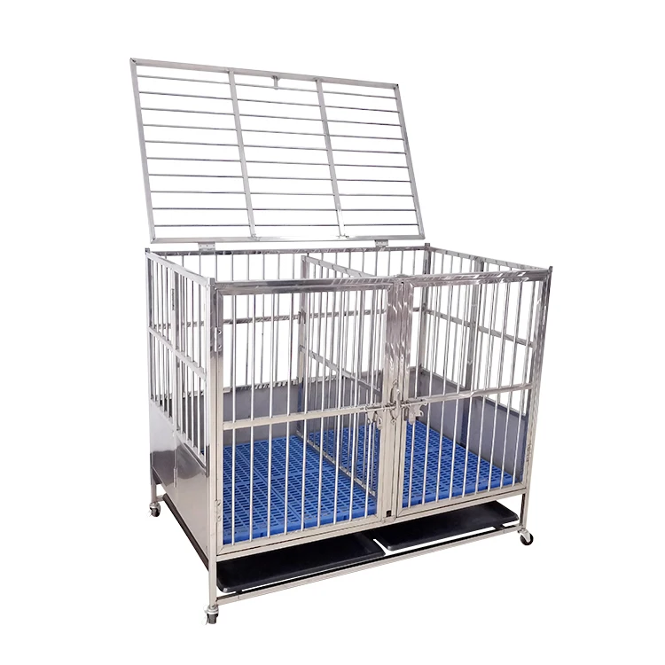 Dog Cage Outdoor Dog Kennel Carton Silver Animal Sustainable Button Stainless Steel Factory Direct Folding with Tray Indoor 31kg