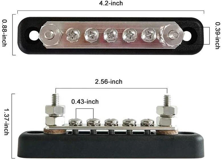 5 Way Bus Bar for Truck Boat RV 48V 100 Amp Busbar Bus Bar Power Distribution