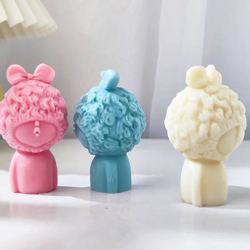 C214   Cute Dudu Mouth Girl Candle Mold Handmade Aromatherapy Candle Ornament Cute Doll Mold