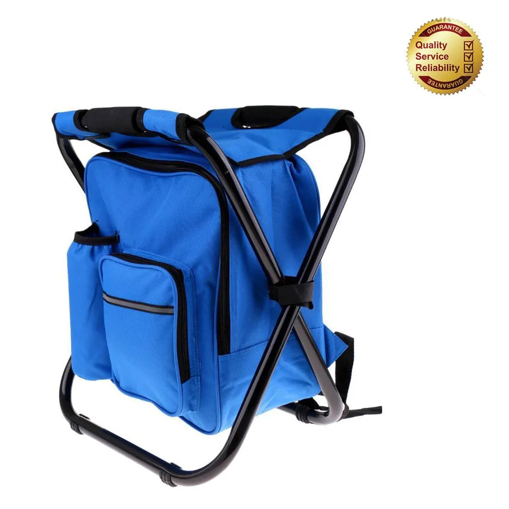 YILU Outdoor Portable Folding Seat Backpack Foldable Camping Chair With Cooler Bag