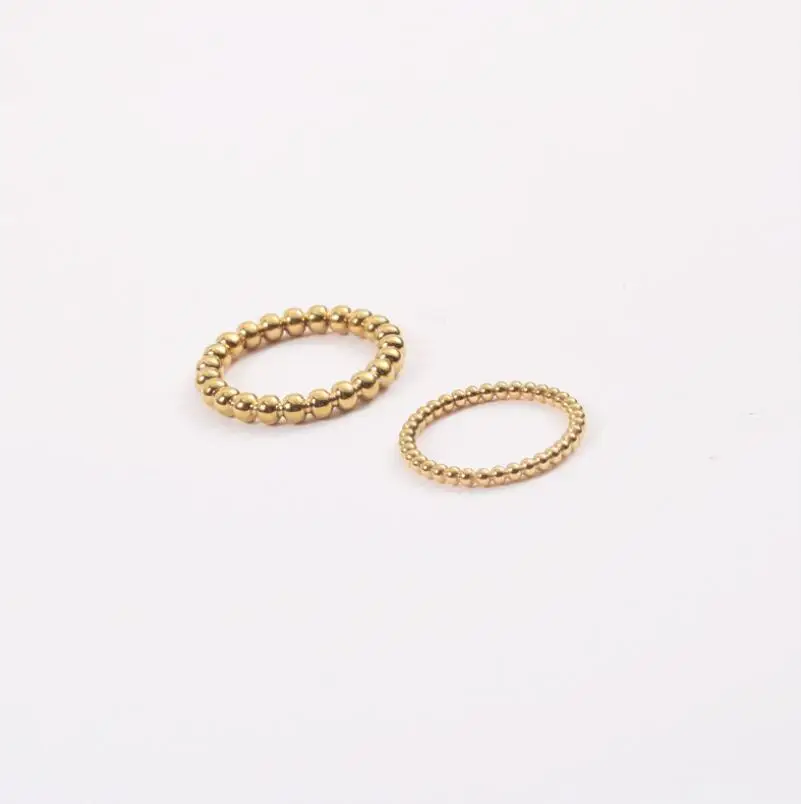 Stainless Steel Hypoallergenic Eternity Wedding Band Promise Midi Ring Tiny Ball Gold Bead Ring Stacking Beaded Ring