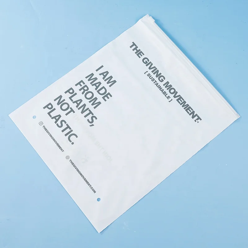 Customized  Printing resealable Eco Friendly Plastic Compostable Biodegradable Frosted Ziplock Bags Clothing Packaging