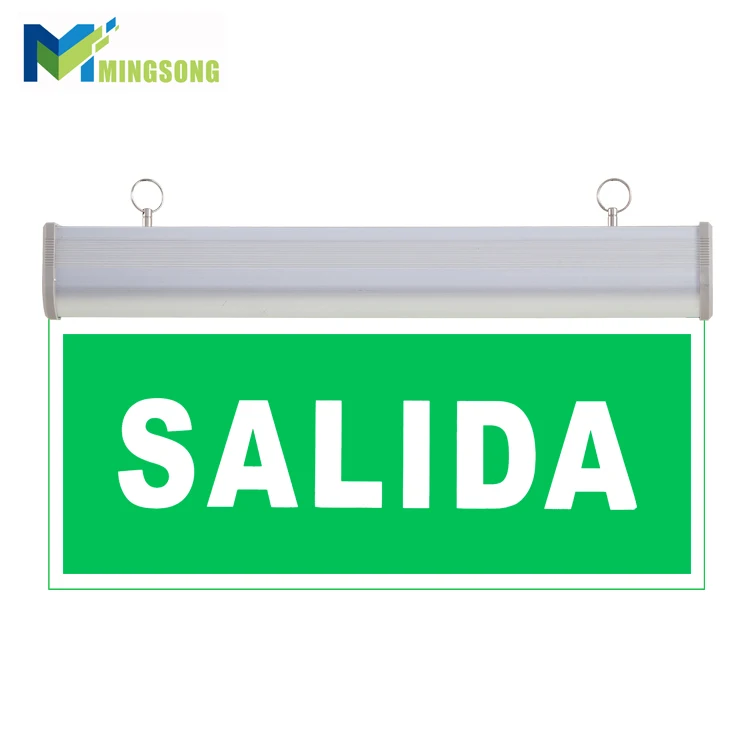 
led exit signage factory price aluminum acrylic single double sided rechargeable LED fire emergency light salida sign light 