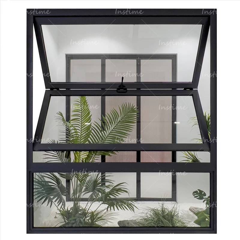 Instime Louvered Ventilation Inside Double Screen Fixed High Quality Broken Bridge Aluminium Folding Window  For House