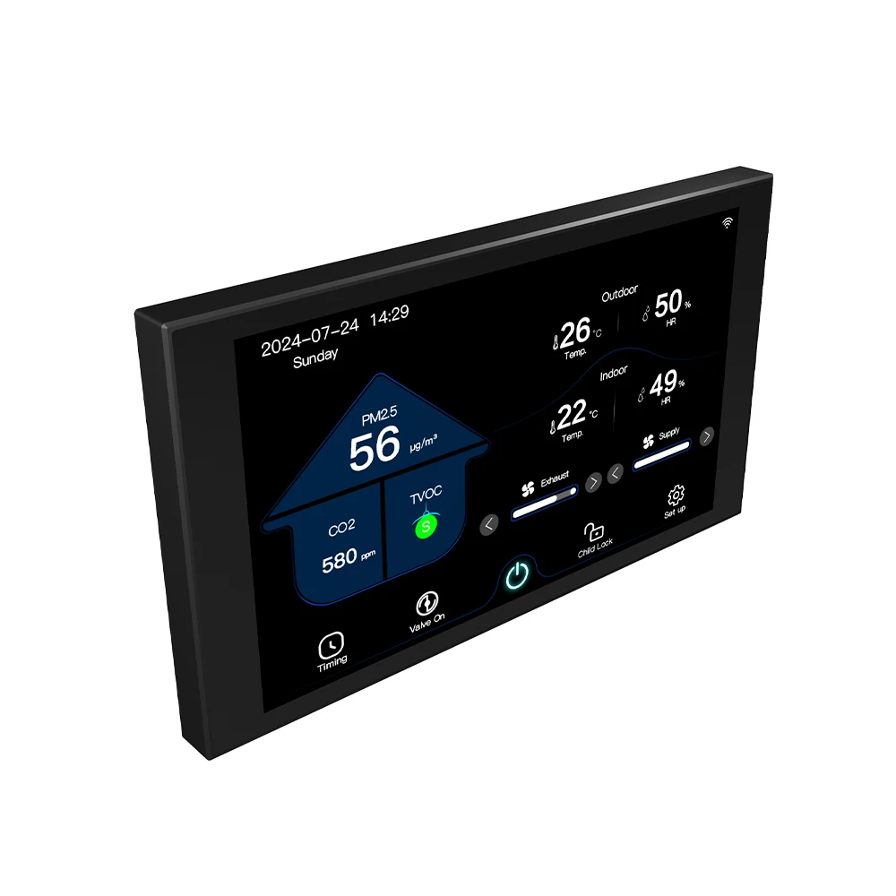 Высококачественный 7-дюймовый VOC pm2. 5 CO2 WIFI RS485 modbus свежий воздух Интеллектуальный вентилятор вентиляции HVAC контроллер