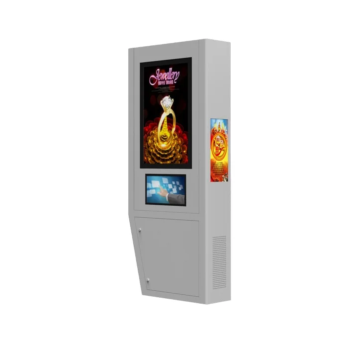 55 65 75 inch Floor standing advertisement kiosk totem waterproof phone booth LCD outdoor digital signage device