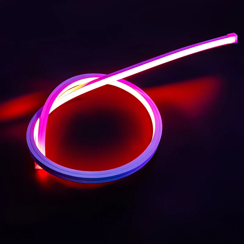 Indoor Home Decor Showcase Lighting Silicone 10x10mm Vertical Bending IP68 Cuttable LED Strip Lights Flex Neon