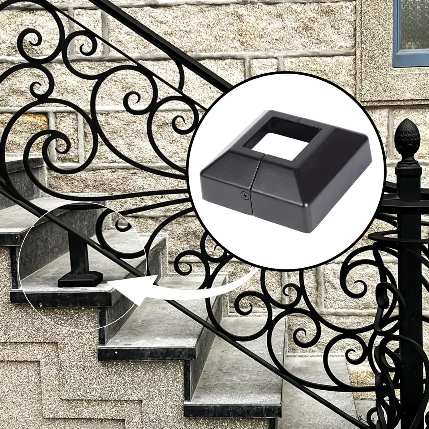2inch Deck Post Base Cover Aluminum Split Type Post Skirt for Stairs Deck railings Porches and Deck Base Bracket Covers