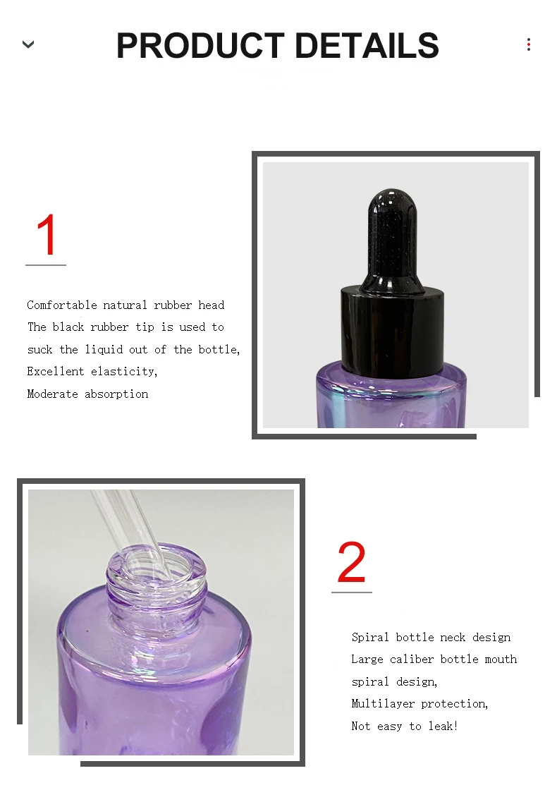 15ml 20ml 40ml 80ml New hot sale 30ml round purple color medical glass dropper bottles
