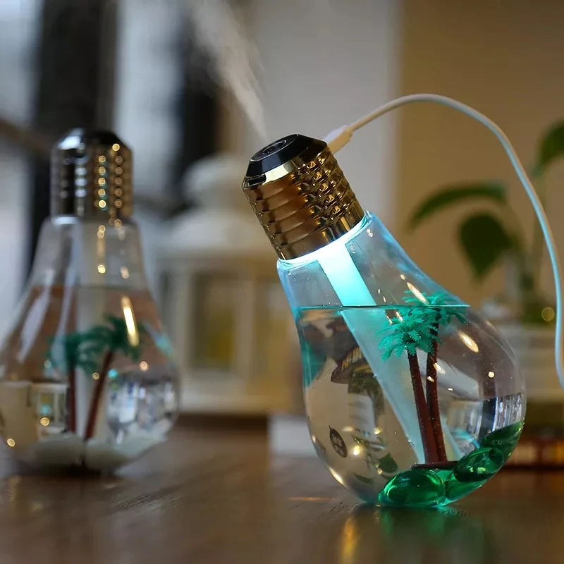 2024 New 400ml Home Mute Mini USB Rechargeable Air Purifier Essential Oil Aromatherapy Diffuser Bulb Air Humidifier With LED