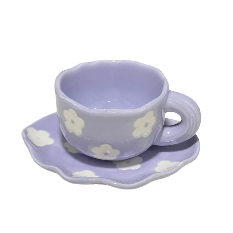 Ins Style Hand Painted Ceramic Mugs Personalized Original Design Coffee Cup Saucer For Tea Milk