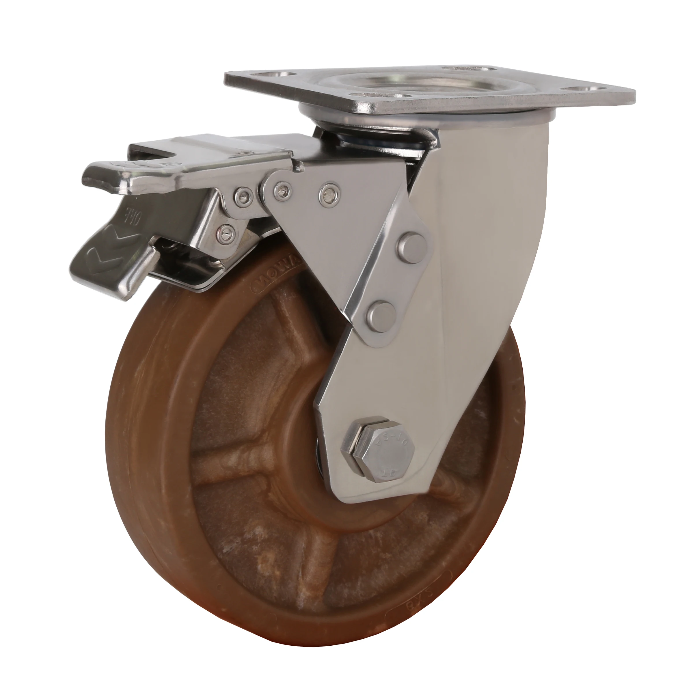 4-дюймовый поворотный верхняя пластина тормозом нейлон Heavy Duty из нержавеющей стали