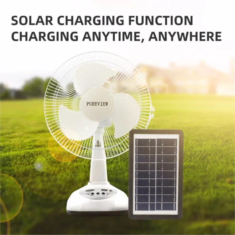 Solar Fan with 18650 Lithium 4000mah Battery Can Be Charged Solar or Plugged In Single Wind Speed