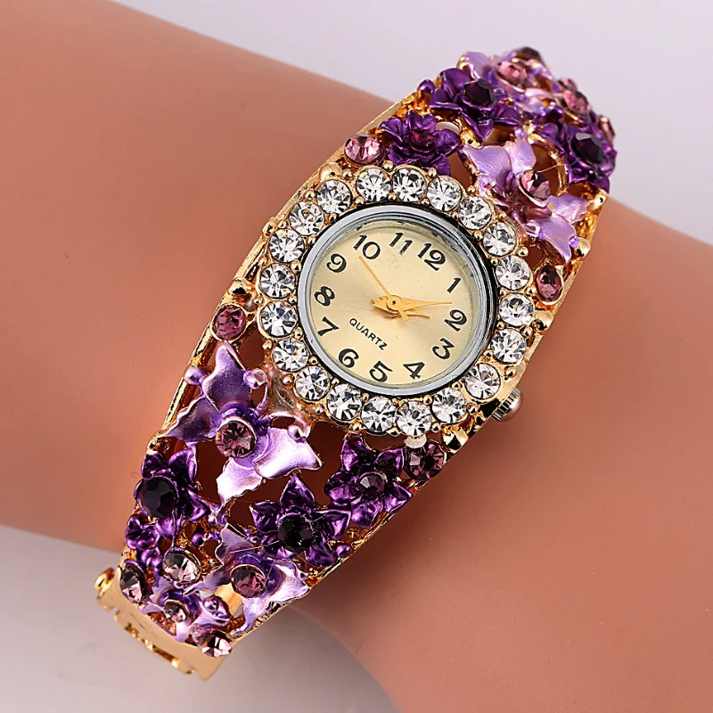 Foreign trade niche fashion ladies butterfly flower quartz bracelet watch