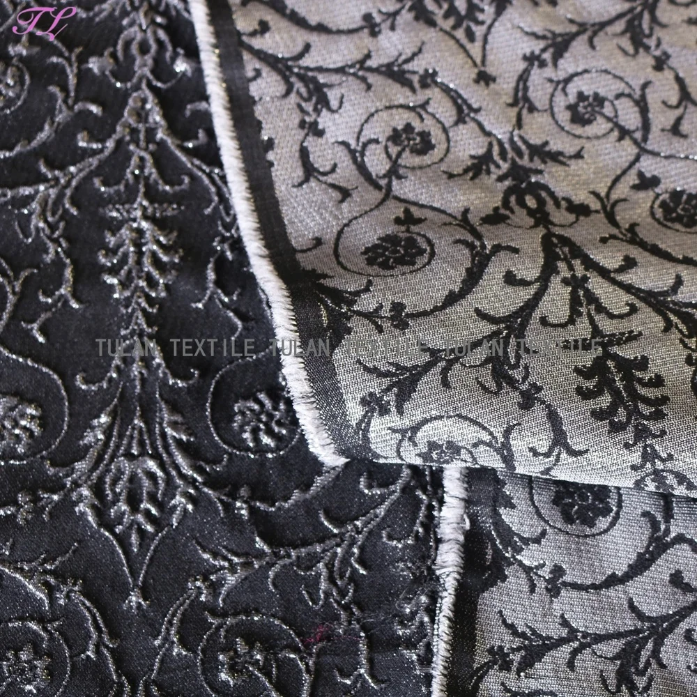 Silver 3D ivy polyester metallic jacquard upholstery fabric dress fabric