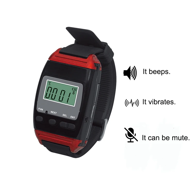 Wireless Table Service Call Button Waiter Wrist Band Watch Pagers Waiters Calling Systems