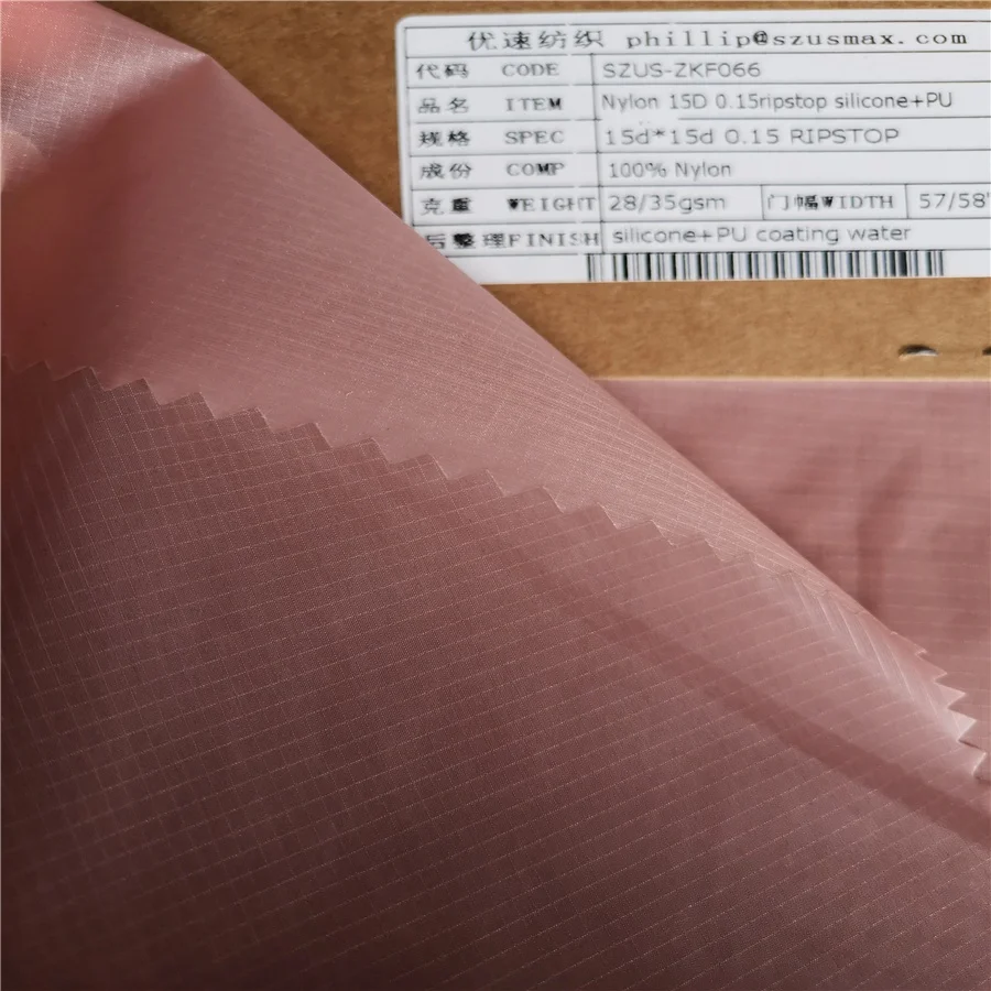 15d 0.15mm ripstop nylon waterproof pu silicone coated fabric for tents