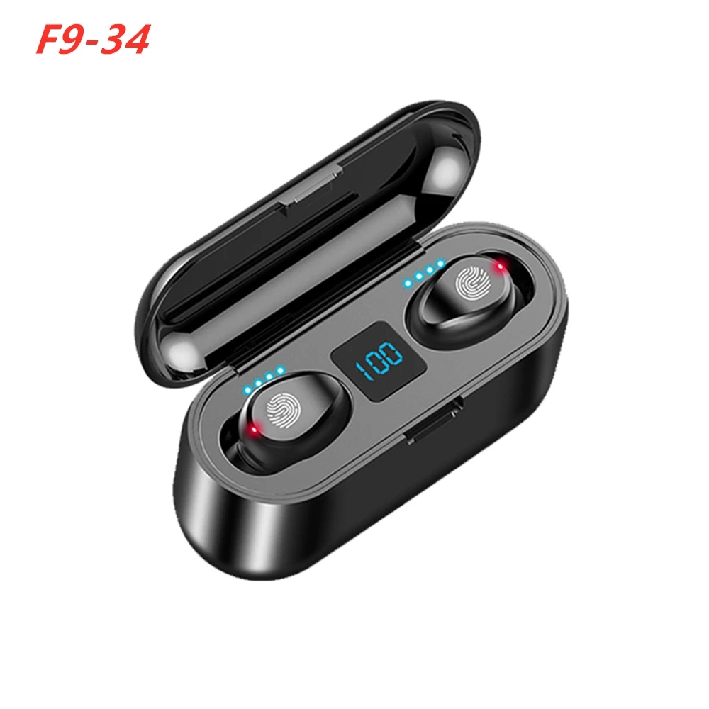 F9 TWS BT5.0 true Wireless Headphones Headset Earbuds Lcd Digital Waterproof Noise Reduction Wireless Earphone F9