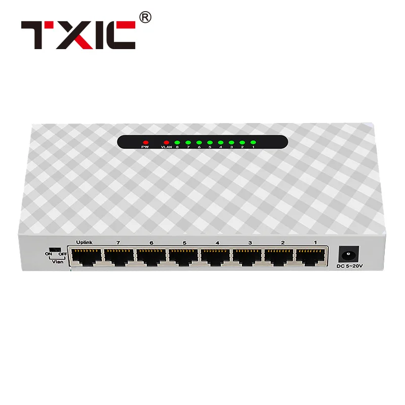 DIEWU Vlan support 8 port gigabit ethernet switch with Plastic housing
